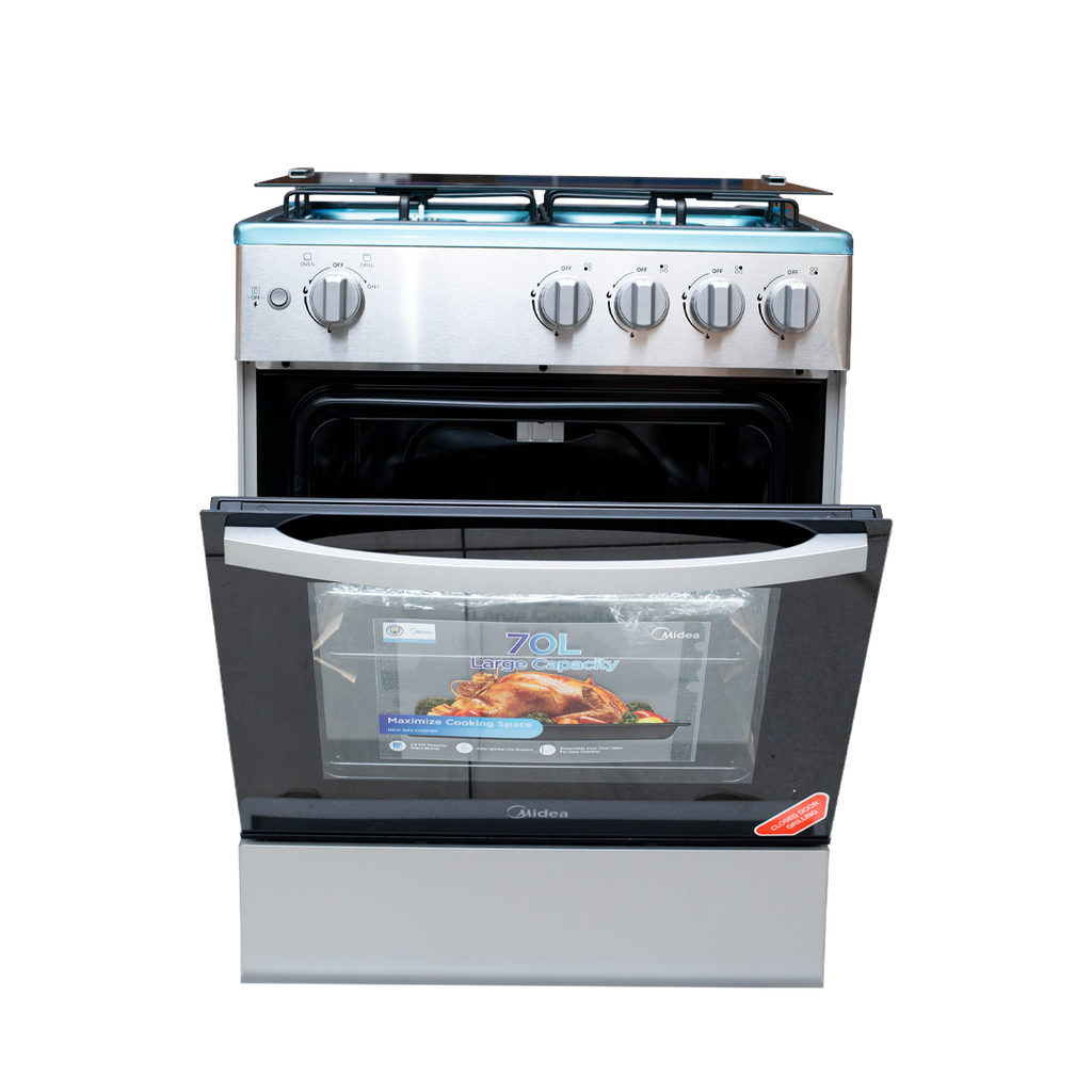 Midea 60 x 60 cm 4-Burner Gas Cooker with Grill – Model 24TMG4G081-S