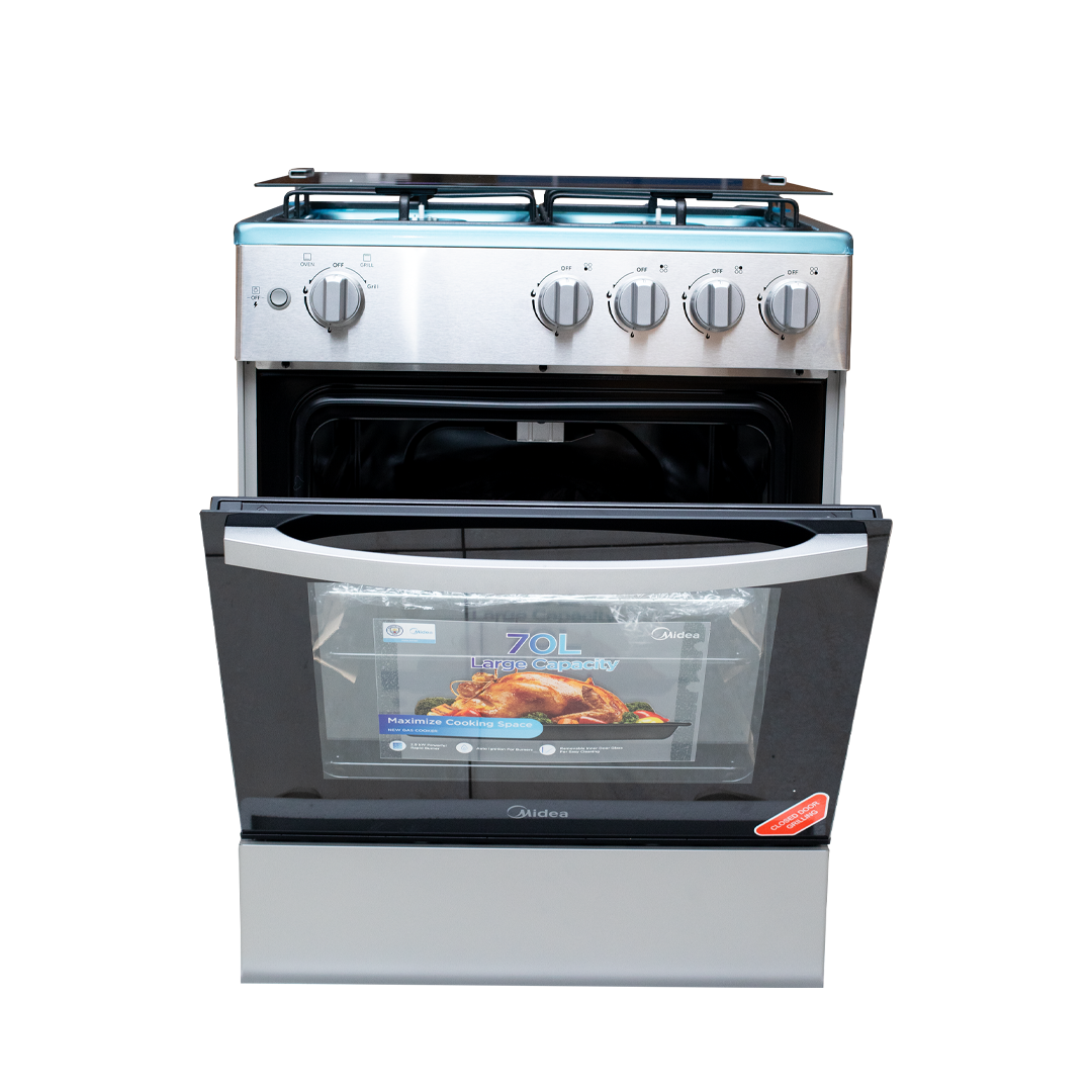 Midea 60 x 60 cm 4-Burner Gas Cooker with Grill – Model 24TMG4G081-S