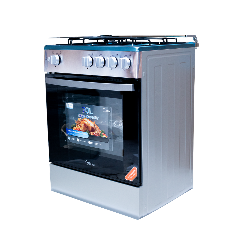 Midea 60 x 60 cm 4-Burner Gas Cooker with Grill – Model 24TMG4G081-S – view 3