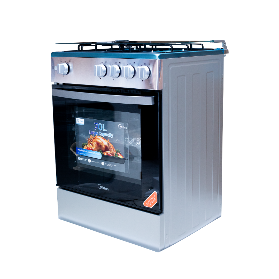 Midea 60 x 60 cm 4-Burner Gas Cooker with Grill – Model 24TMG4G081-S – view 3