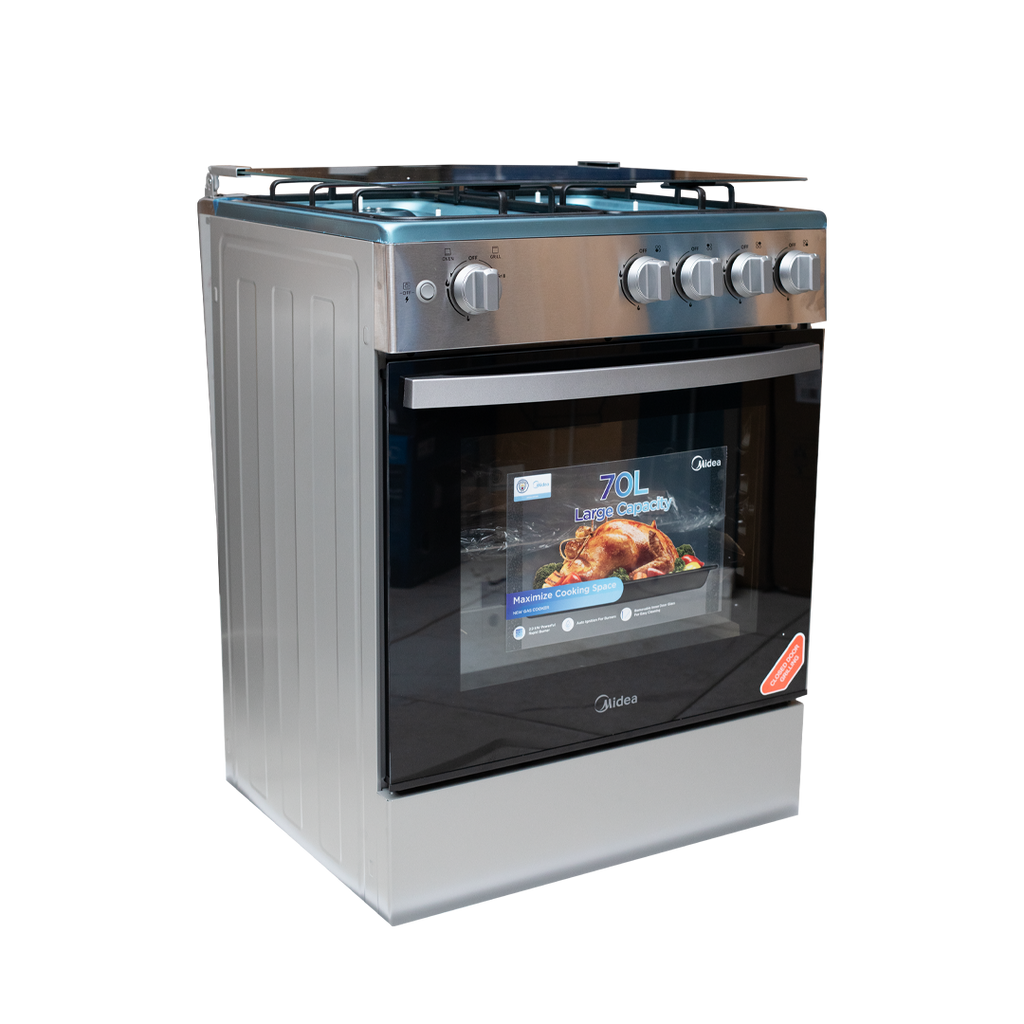 Midea 60 x 60 cm 4-Burner Gas Cooker with Grill – Model 24TMG4G081-S – view 4