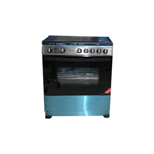 Midea 80 x 60 cm 5-Burner Gas Cooker with Grill – Model 30AMG5G027-SILVER