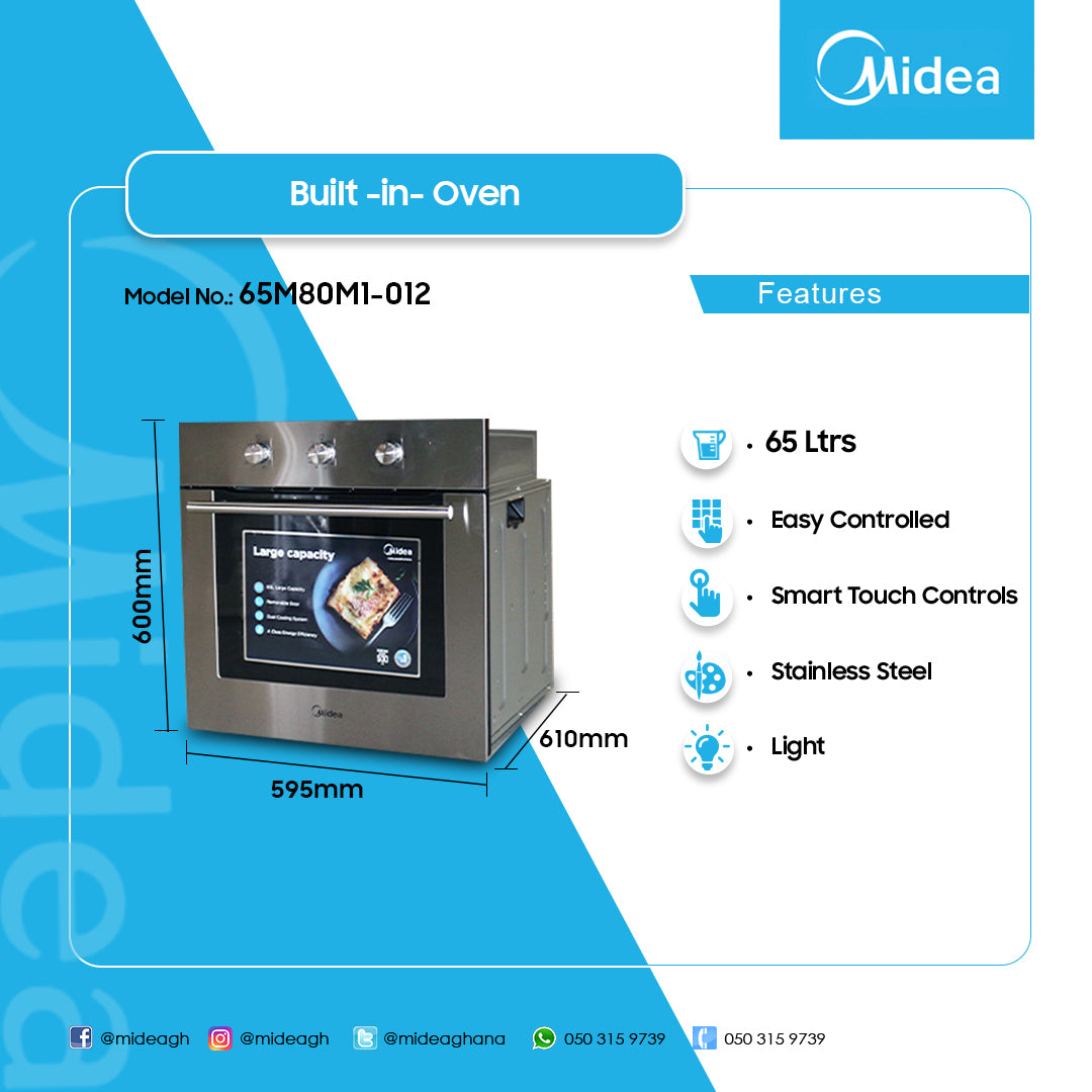 Midea 60 cm 8-Function Built-in Electric Oven – Model 65M80M1-012