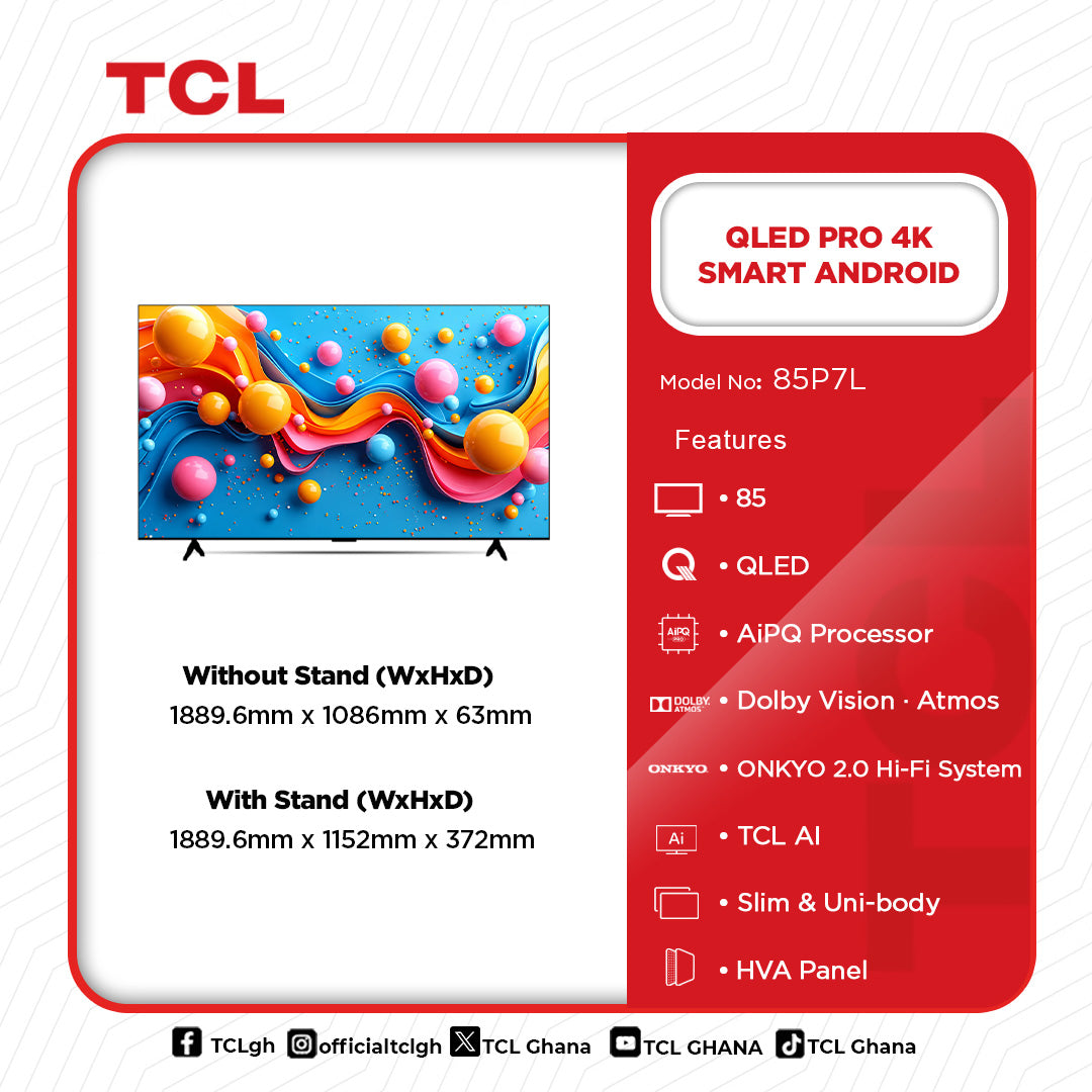 TCL 85" QLED Pro 4K Smart Android Television – Model 85P7L – view 2