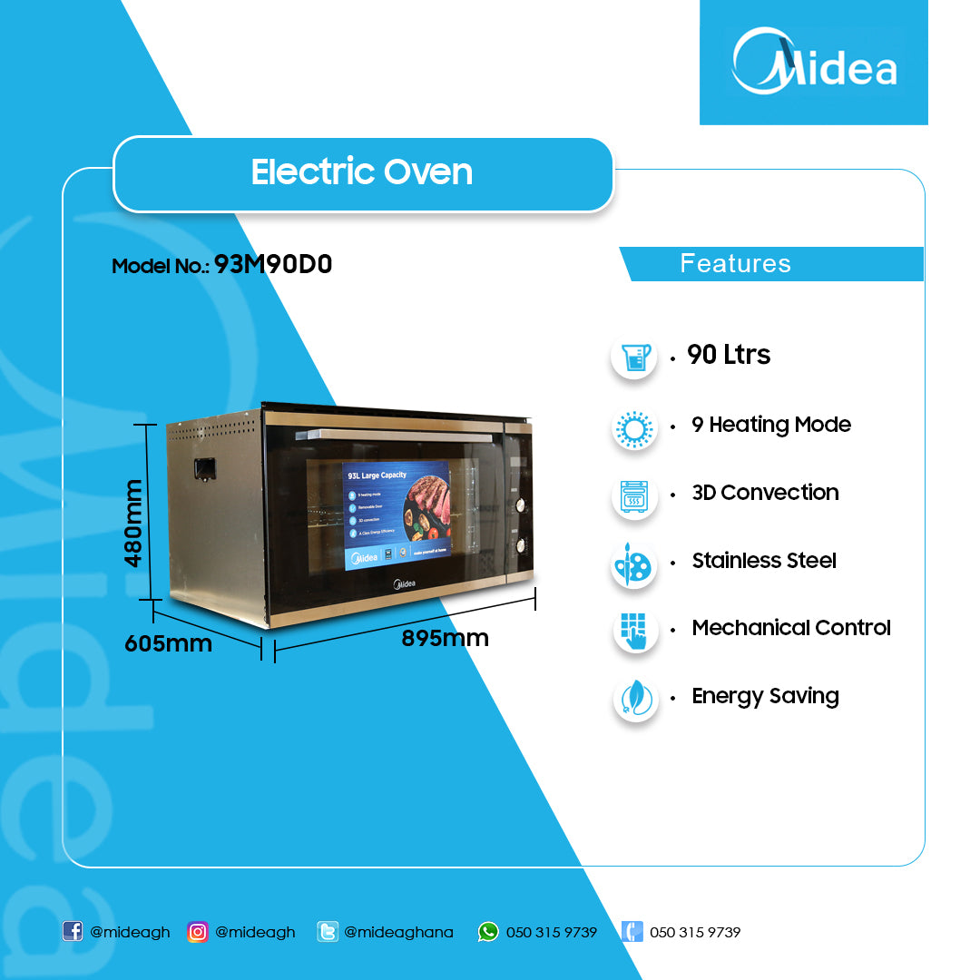 Midea 90 cm 10-Function Built-in Electric Oven – Model 93M90D0 – view 2