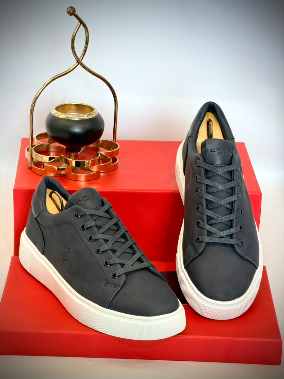 U.S. Polo Assn. Men's Beige Casual Lace-Up Sneakers – Premium Suede Finish, White Sole
