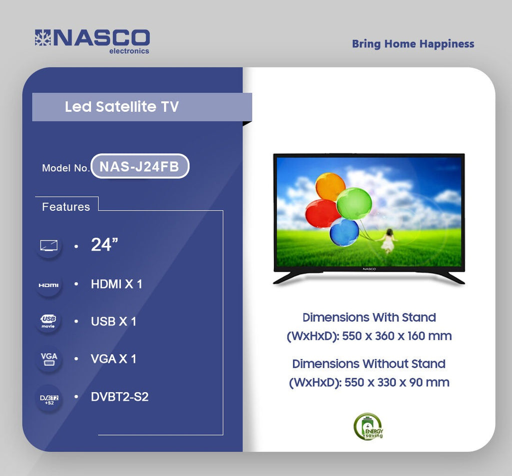 NASCO 24″ LED FHD Digital Satellite Television