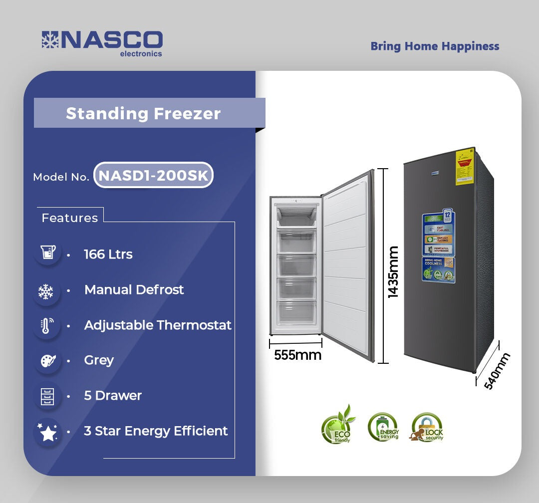 NASCO 166 L Standing Freezer – Model NASD1-200SK