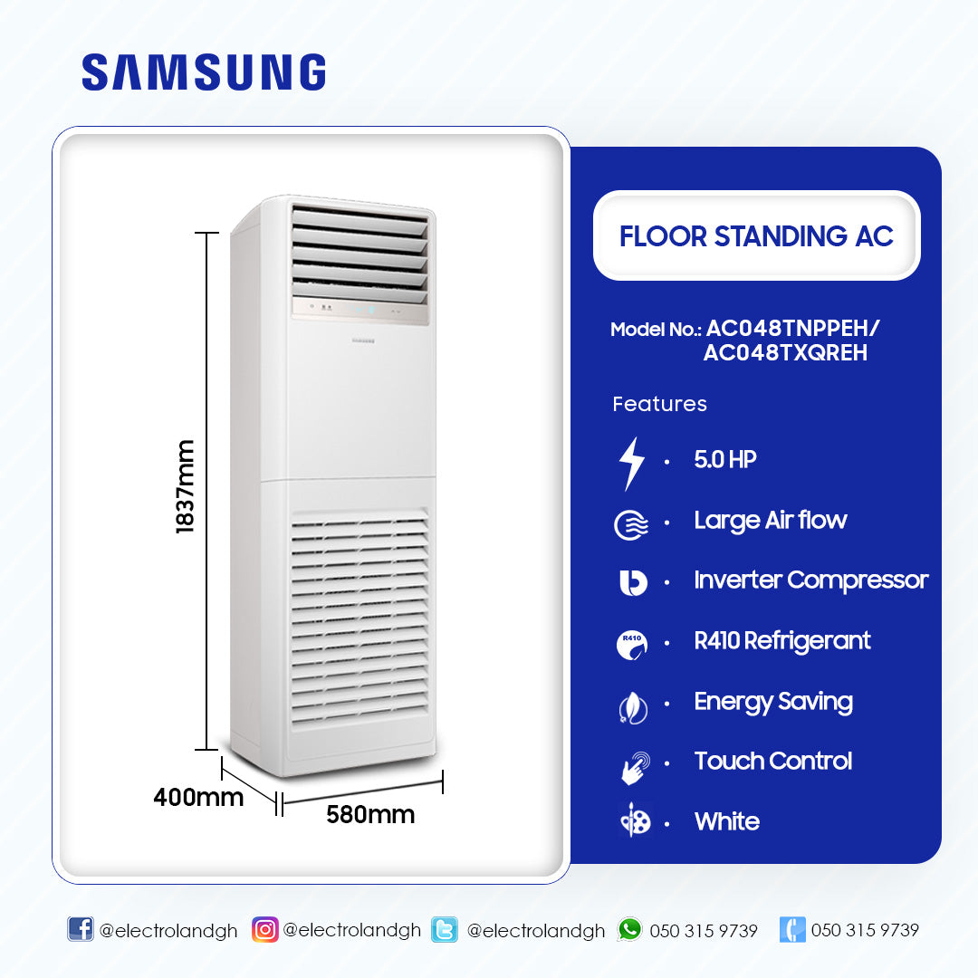 Samsung 48,000 BTU Floor Standing Air Conditioner (R410A) – Model AC048TNPPEH/AC048TXQREH
