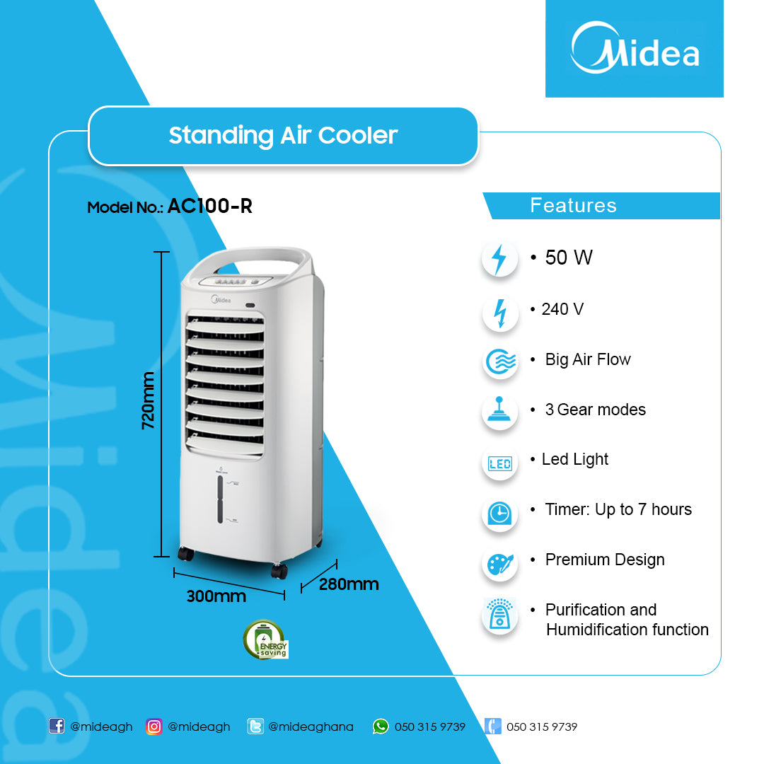 Midea Air Cooler with LED Light – Model AC100-R