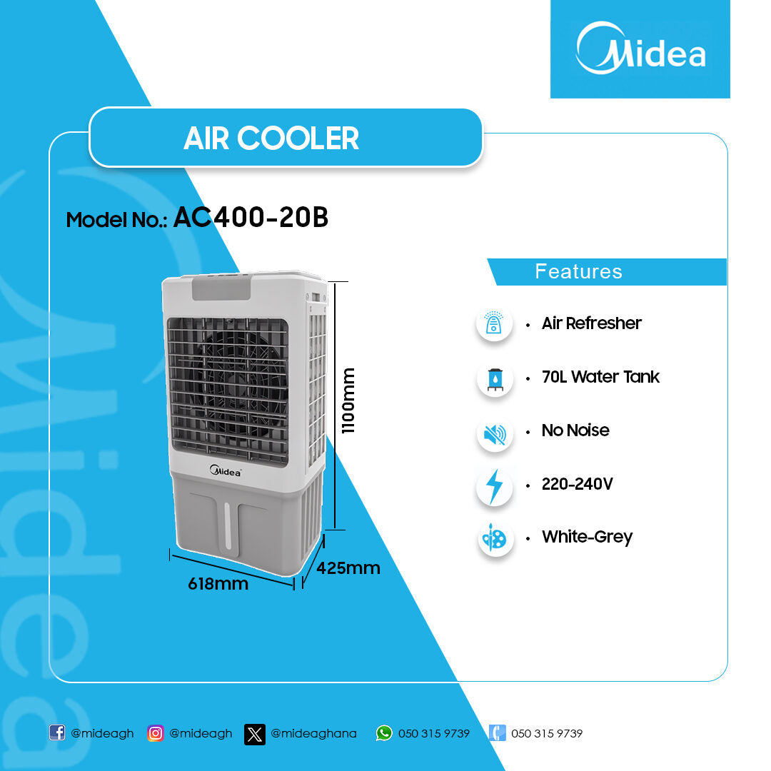 Midea 70 L Air Cooler with Remote Control – Model AC400-20B