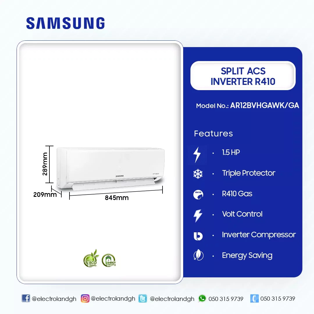 Samsung 1.5 HP Split Inverter Air Conditioner (R410A) – Model AR12BVHGAWK/GA