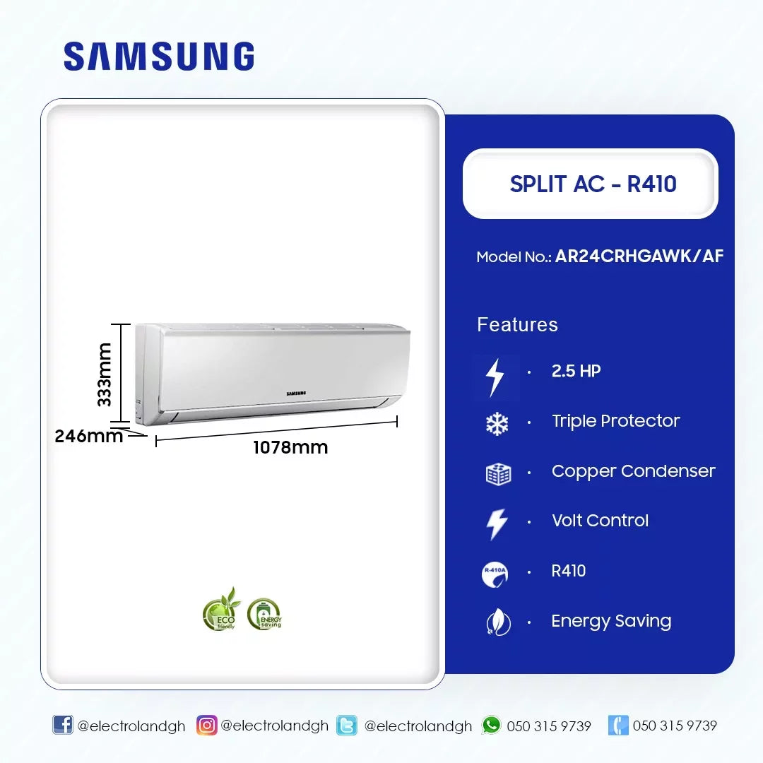 Samsung 2.5 HP Split Air Conditioner (R410A) – Model AR24CRHGAWK/AF