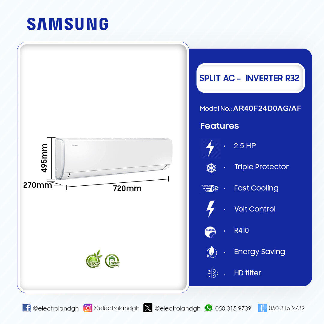 Samsung 1.5 HP Split Inverter Air Conditioner (R32) – Model AR40F12D0AG/AF – view 4
