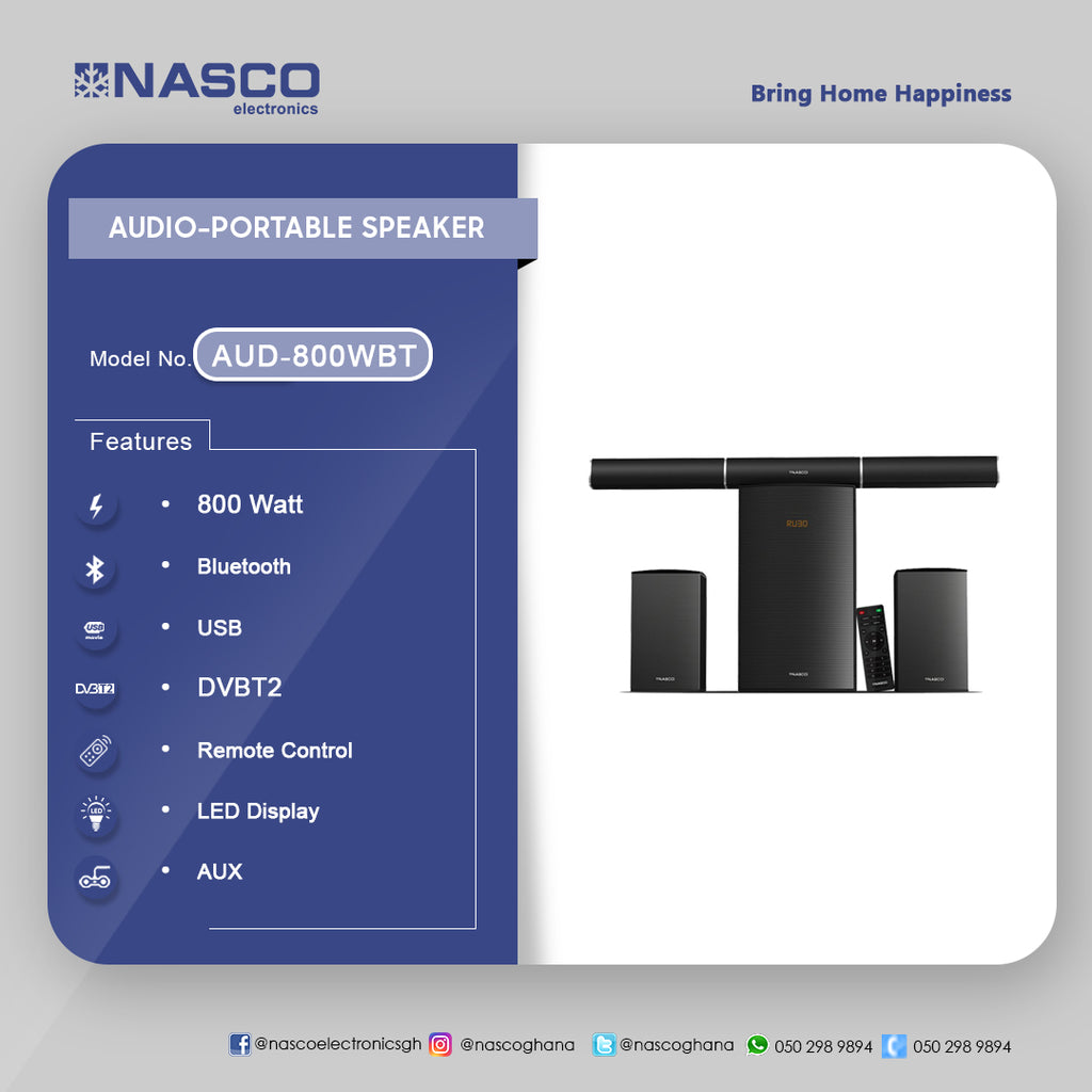 Nasco 800 W Portable Bluetooth Speaker – Model AUD-800WBT – view 2