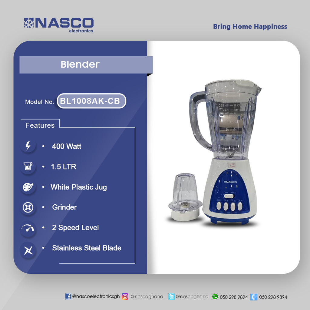 Nasco 400 W 2-in-1 Jug Blender – Model BL1008AK-CB – view 3