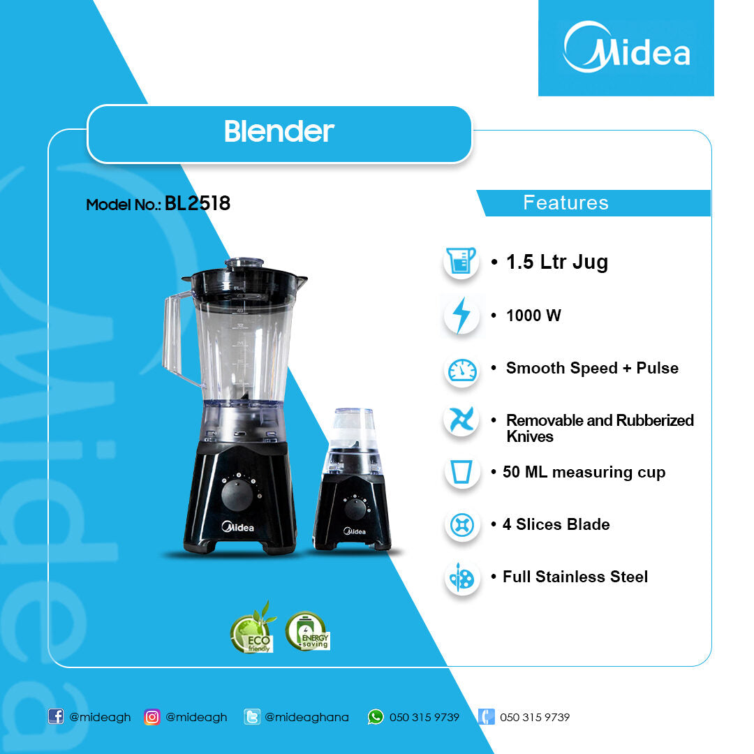 Midea 1.5 L Table Blender with Grinder – Model BL2518
