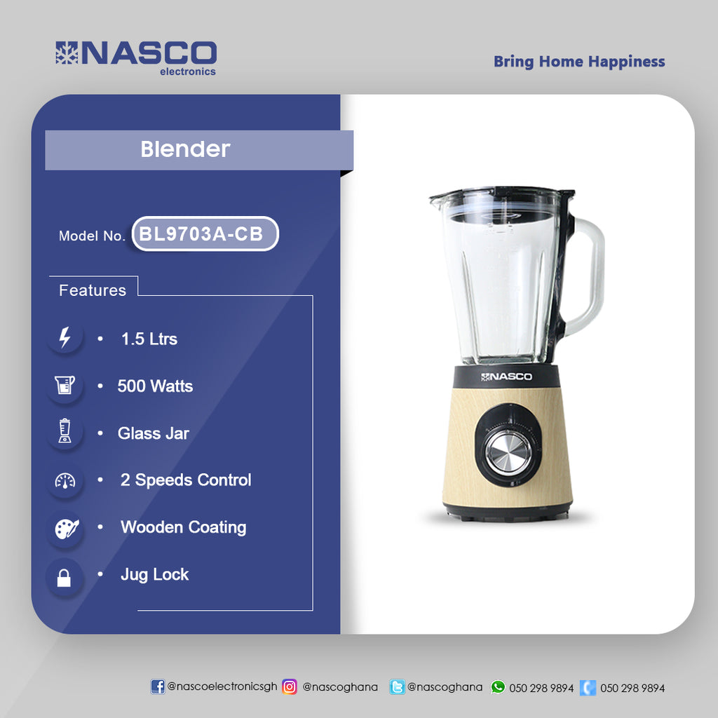 Nasco 500 W Blender – Model BL9703A-CB