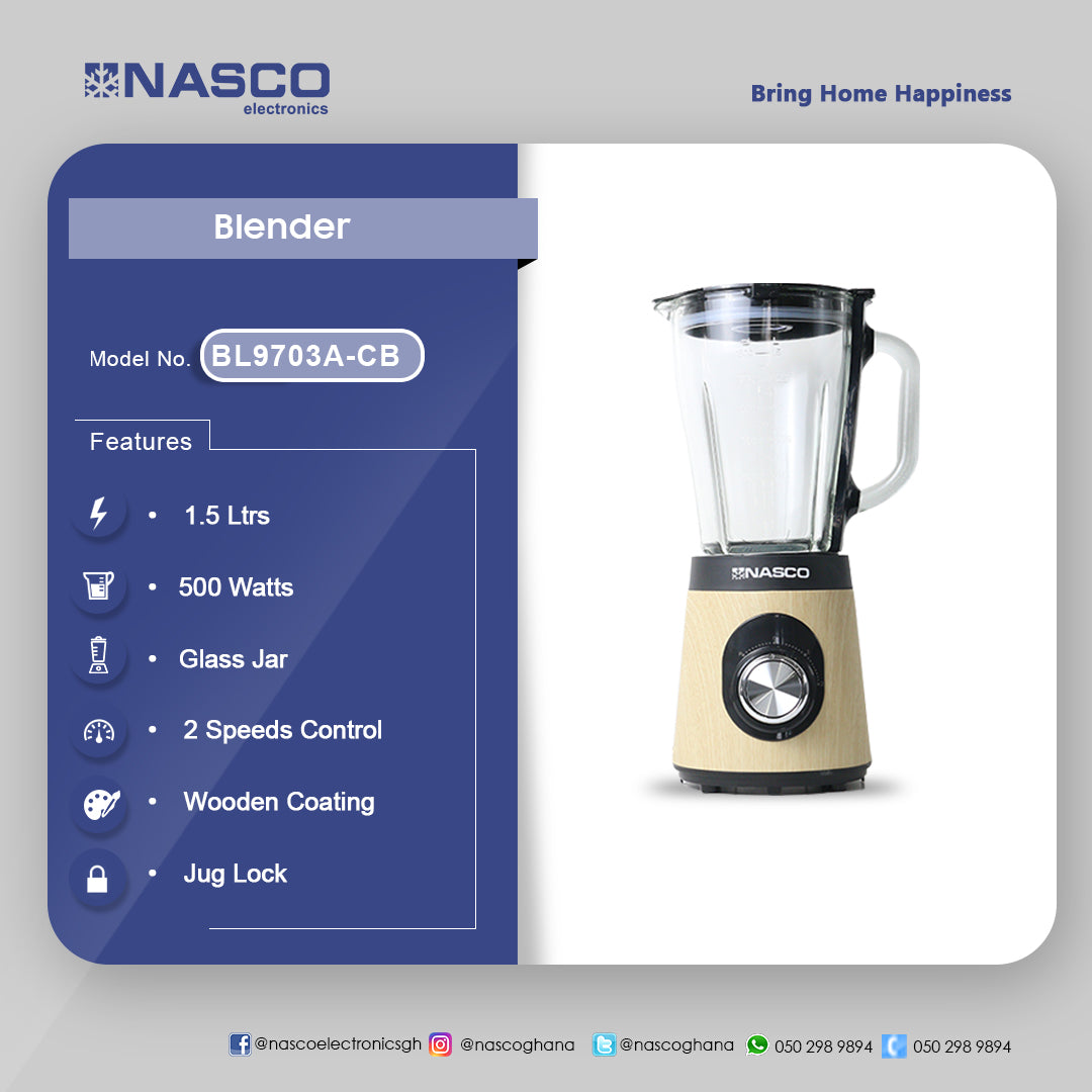 Nasco 500 W Blender – Model BL9703A-CB