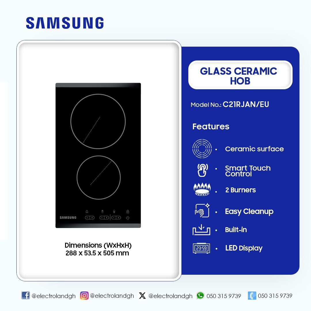 Samsung 2-Zone Ceramic Domino Electric Hob – Model C21RJAN/EU