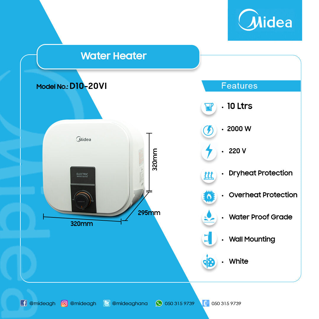 Midea 10 L 2000 W Electric Storage Water Heater – Model D10-20VI