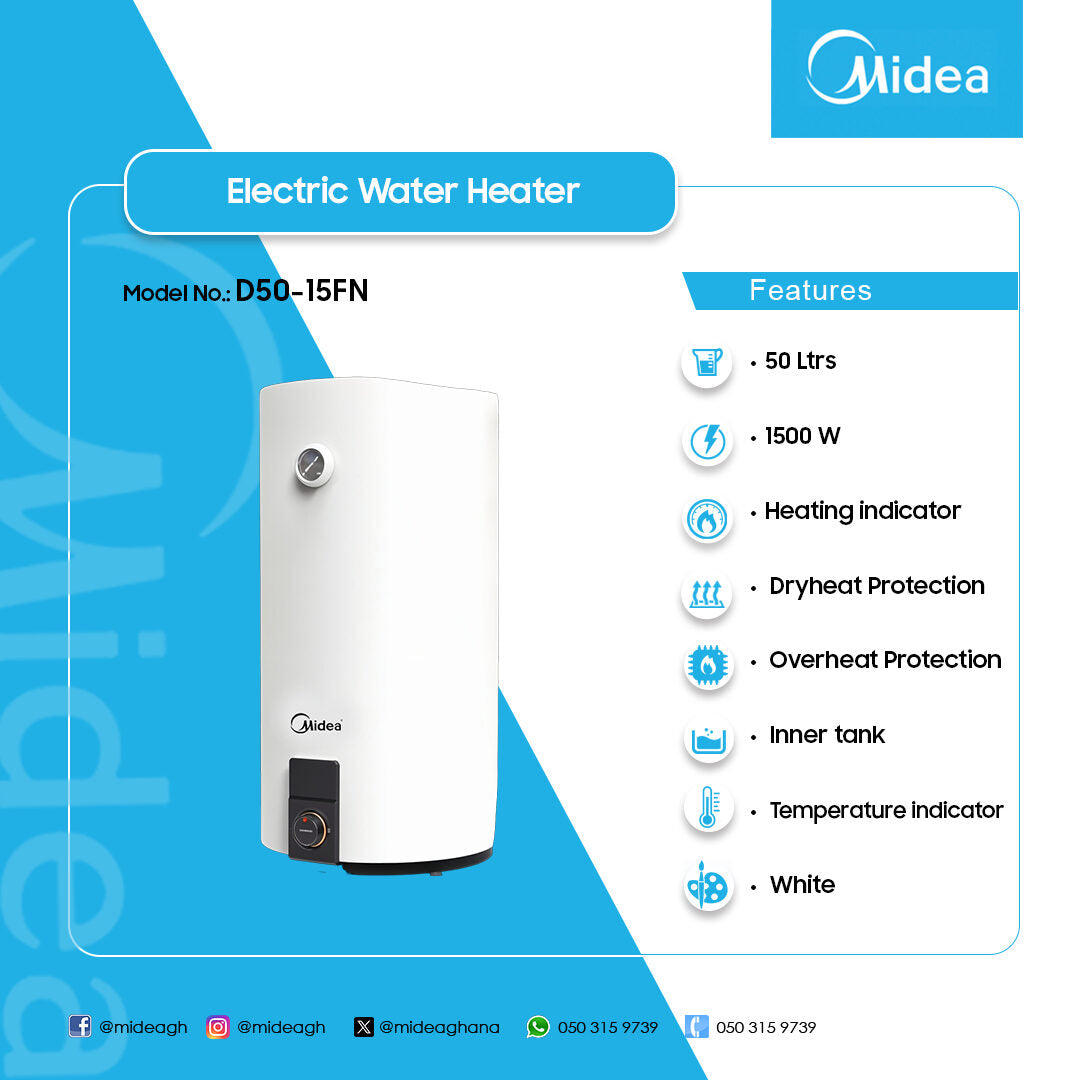Midea 50 L 1500 W Horizontal Storage Water Heater – Model D50-15FN – view 3