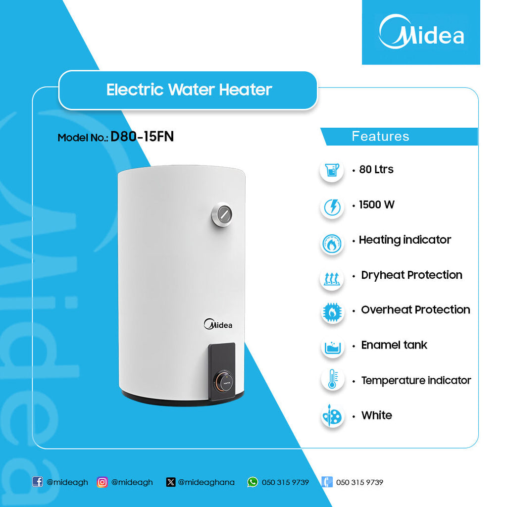 Midea 80 L 1500 W Horizontal Storage Water Heater – Model D80-15FN – view 2