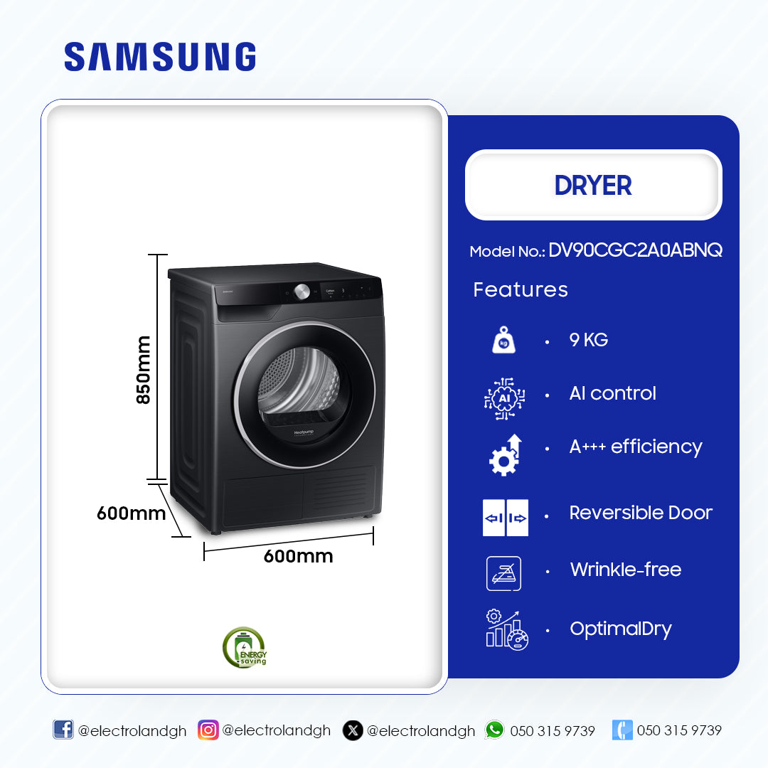 Samsung 9 kg Heat Pump Tumble Dryer – Model DV90CGC2A0ABNQ – view 2