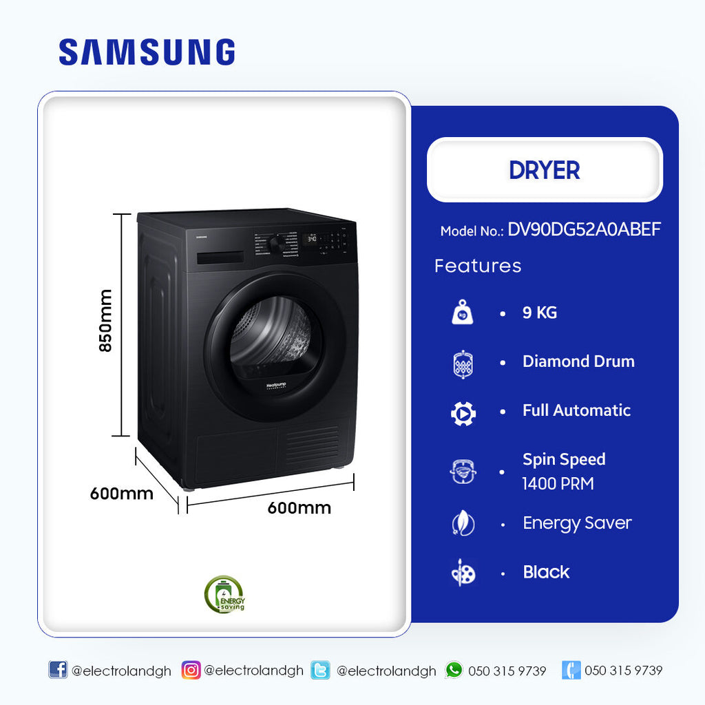 Samsung 9 kg Diamond Drum Heat Pump Tumble Dryer – Model DV90DG52A0ABEF – view 4
