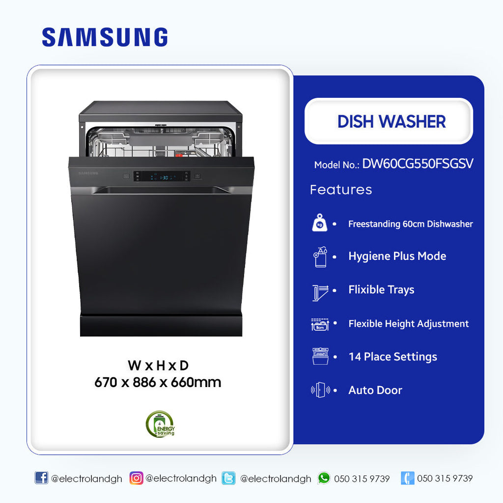 Samsung 60 cm 14-Place Freestanding Dishwasher – Model DW60CG550FSGSV – view 3