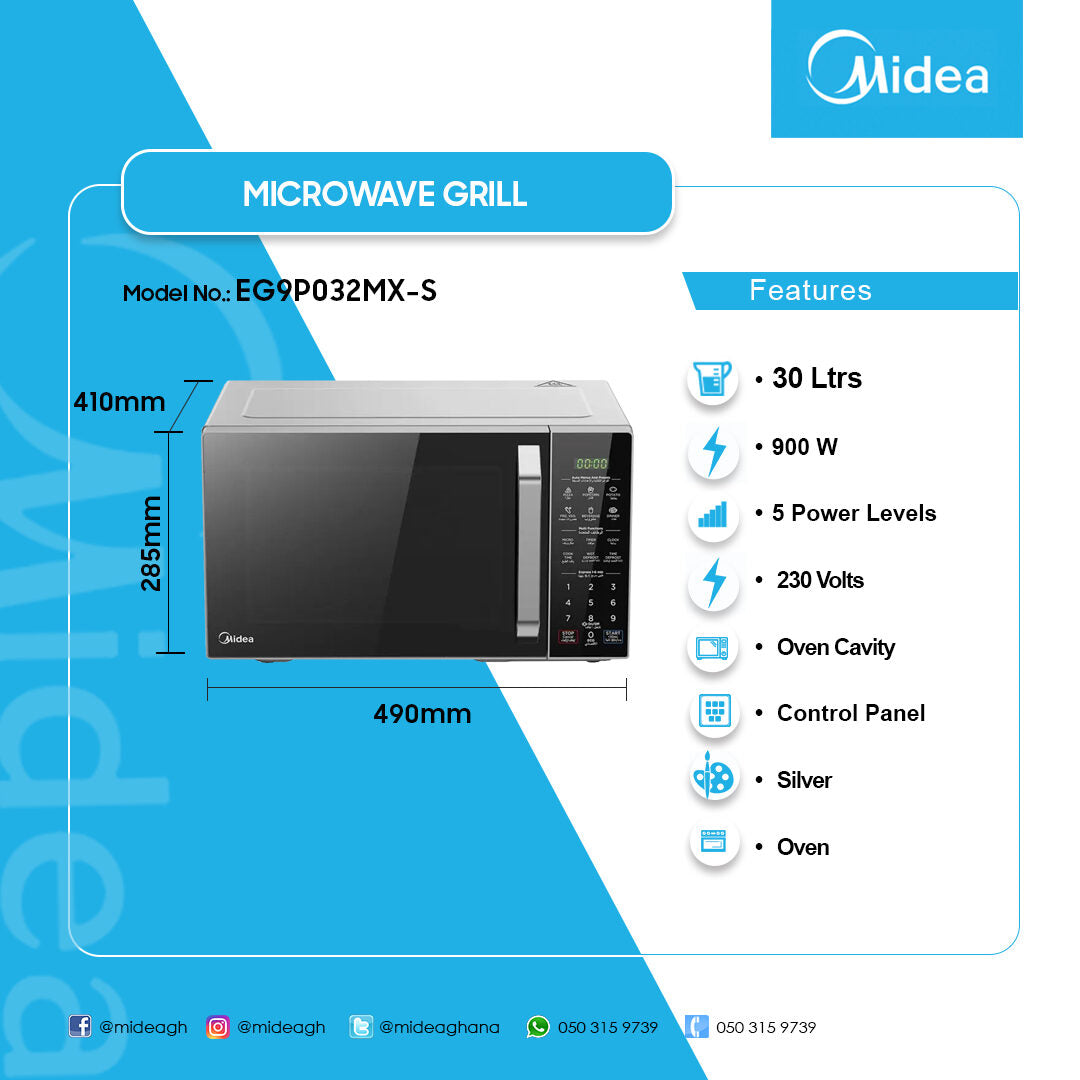 Midea 30 L Grill Microwave Oven – Model EG9P032MX-S