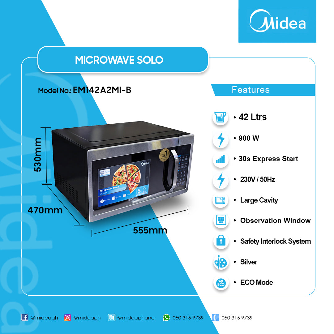 Midea 42 L Microwave Oven – Model EM142A2MI-B
