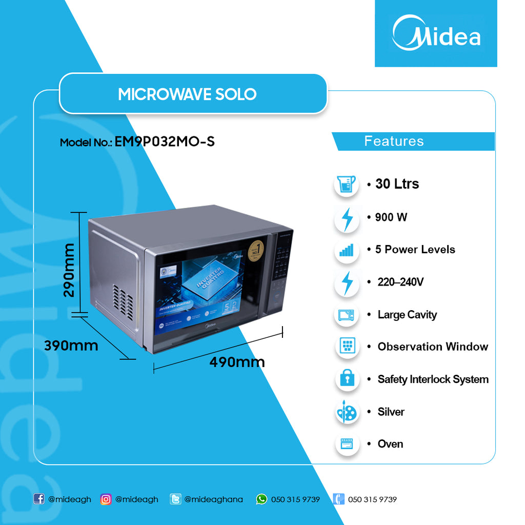 Midea 30 L 900 W Solo Microwave Oven – Model EM9P032MO-S – view 2