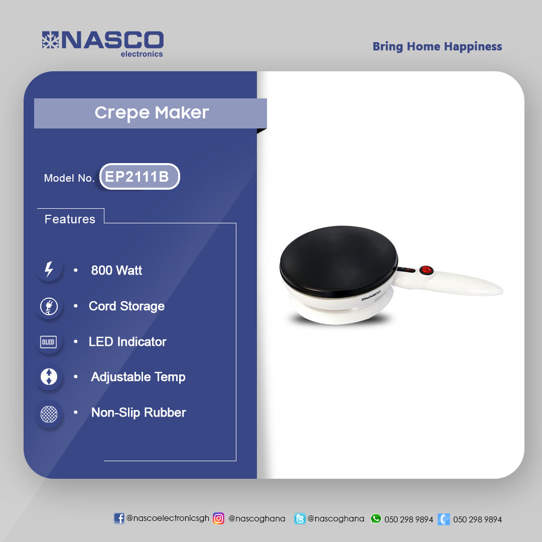Nasco 800 W Crepe Maker – Model EP2111B – view 2