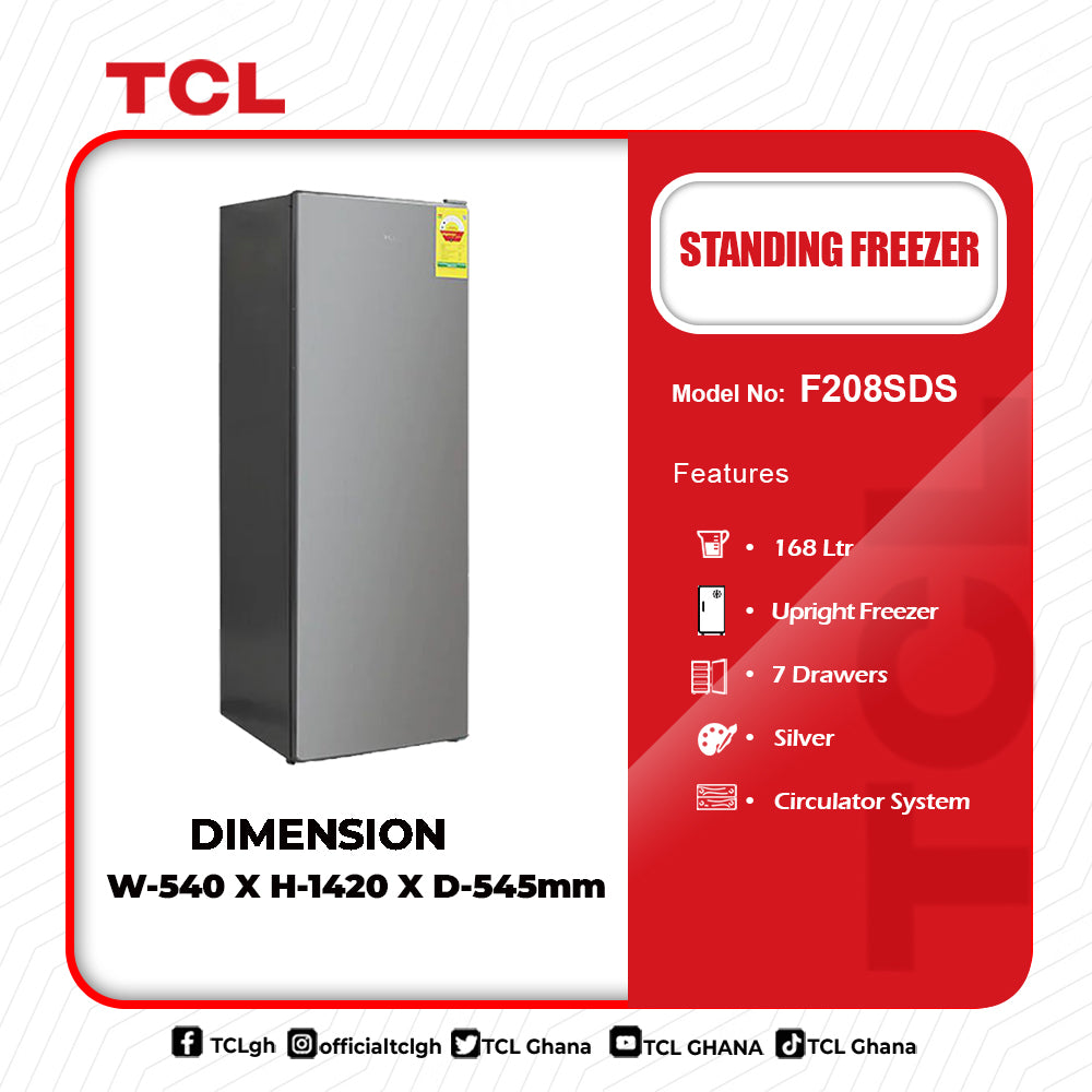 TCL 168 L Standing Freezer – Model F208SDS – view 2