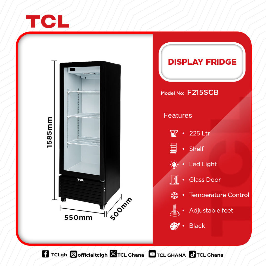 TCL 225 L Glass Door Display Fridge – Model F215SCB