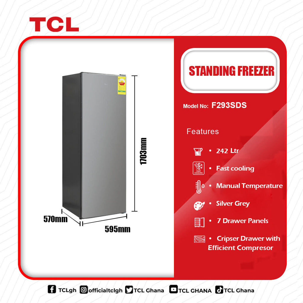 TCL 242 L Standing Freezer – Model F293SDS