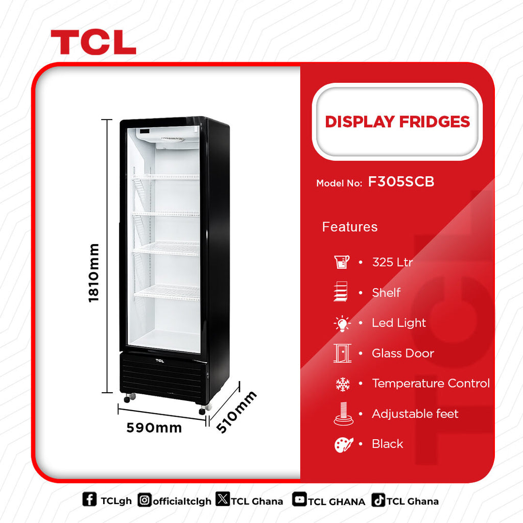 TCL 325 L Glass Door Display Fridge – Model F305SCB