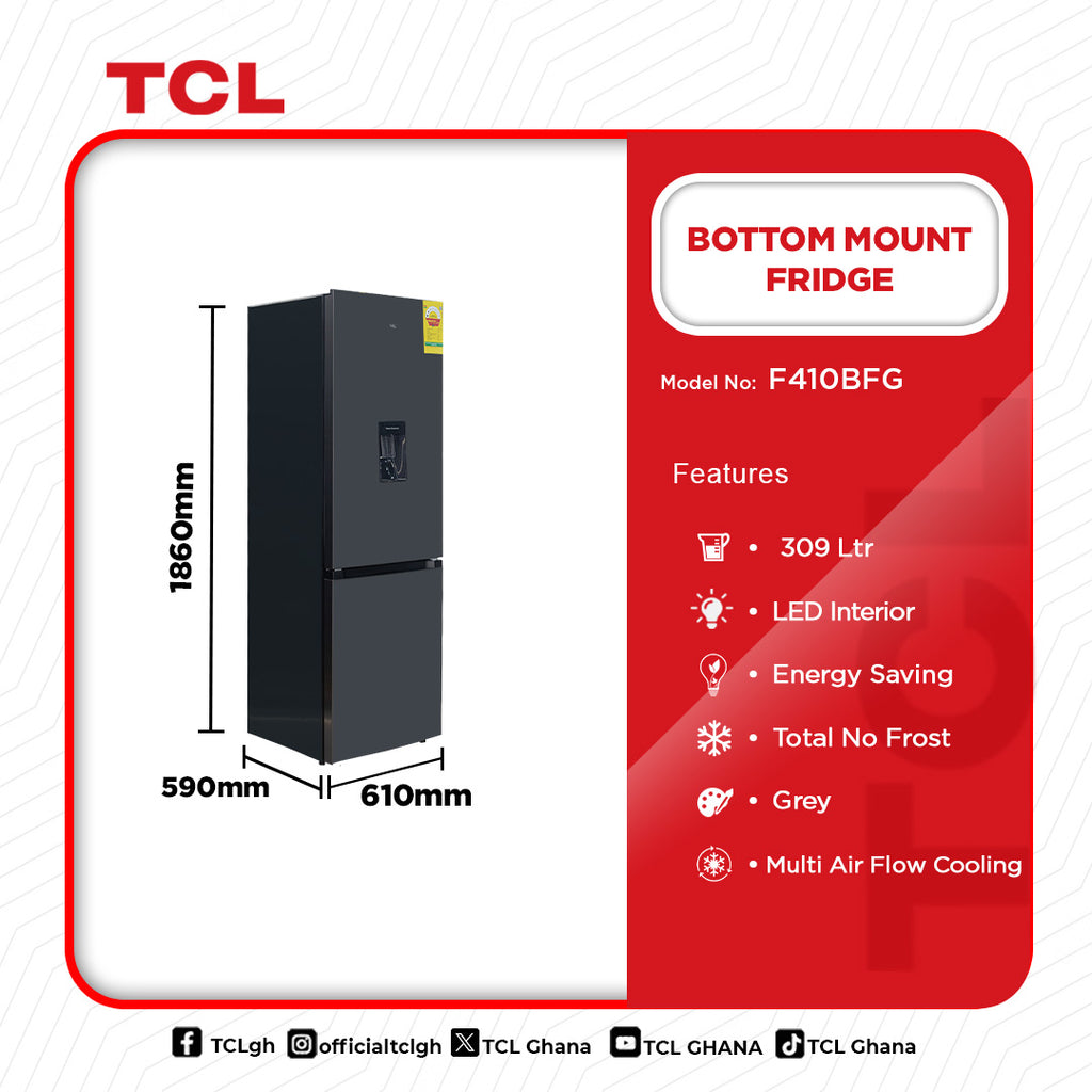 TCL 309 L Bottom Mount Refrigerator – Model F410BFG – view 2