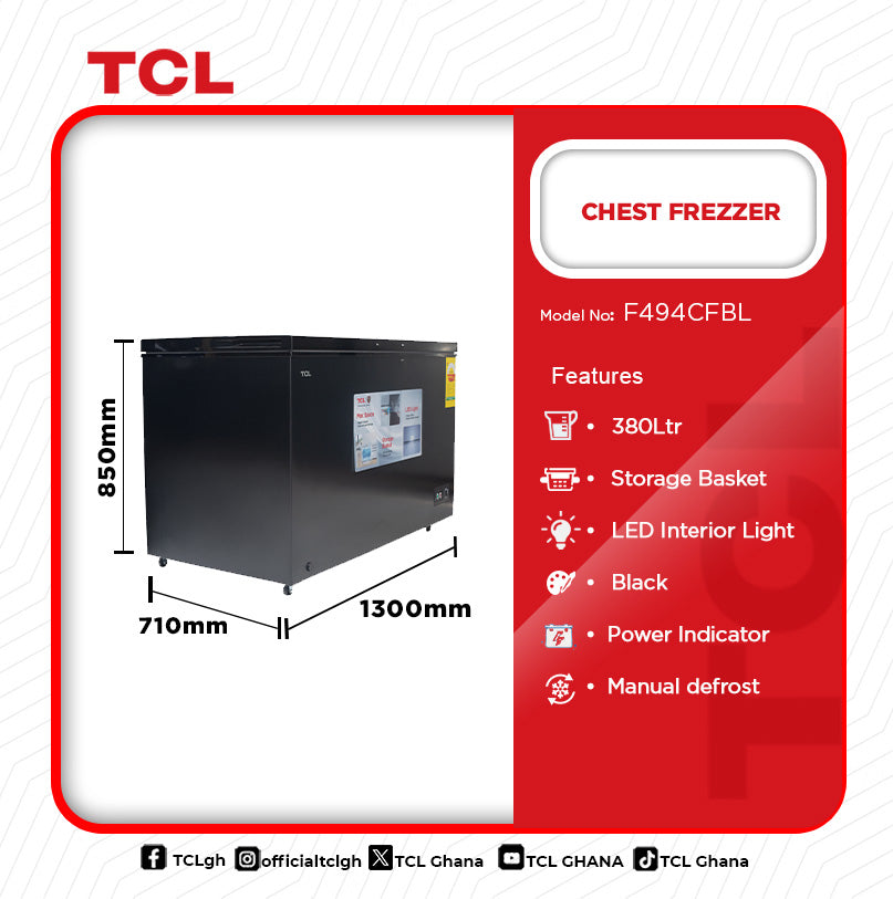 TCL 380 L Chest Freezer – Model F494CFBL – view 3