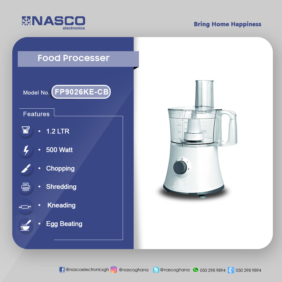 Nasco 1.2 L Food Processor – Model FP9026KE-CB