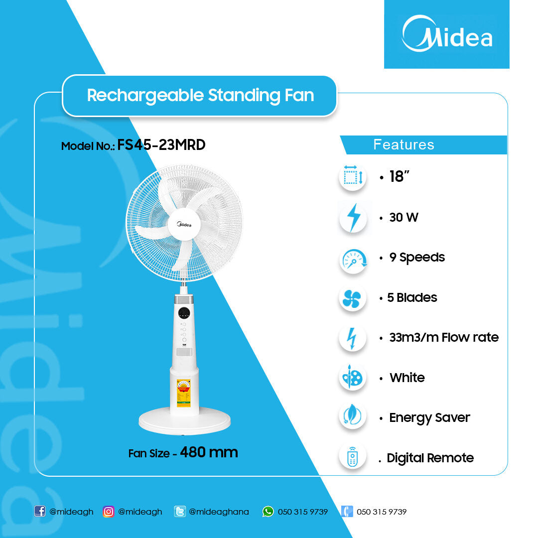Midea 18" Standing Fan – Model FS45-23MRD – view 3