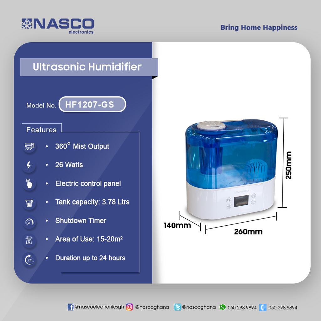 Nasco 4 L Ultrasonic Humidifier – Model HF1207-GS – view 2