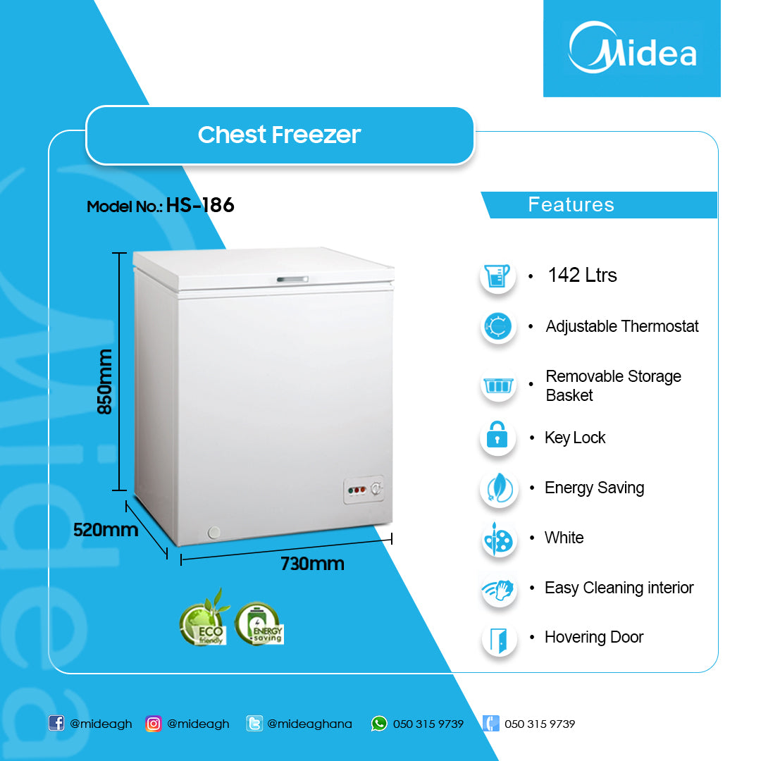 Midea 142 L Chest Freezer – Model HS-186 – view 3