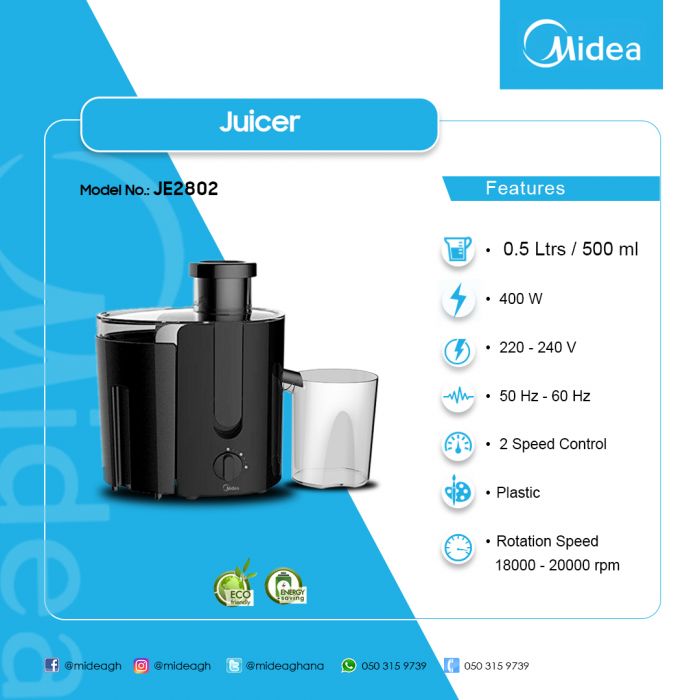Midea 0.5 L Juice Extractor – Model JE2802