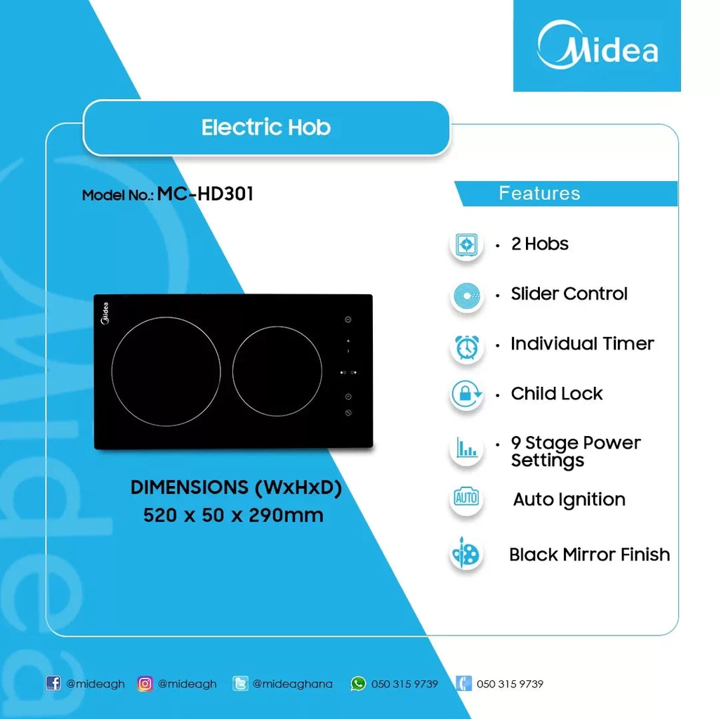 Midea 30 cm 2-Zone Domino Ceramic Hob – Model MC-HD301 – view 2
