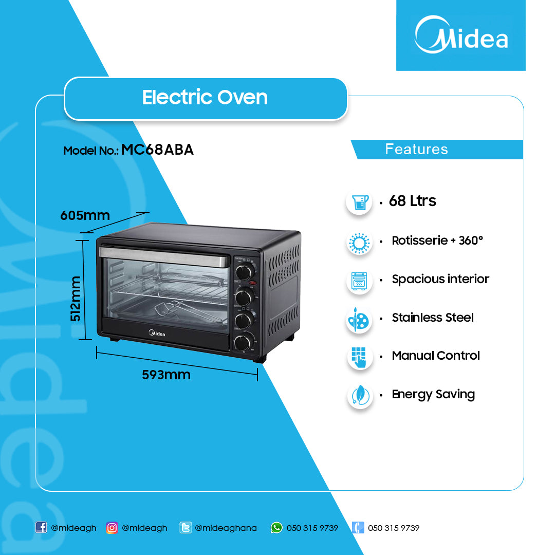Midea 68 L Electric Oven – Model MC68ABA