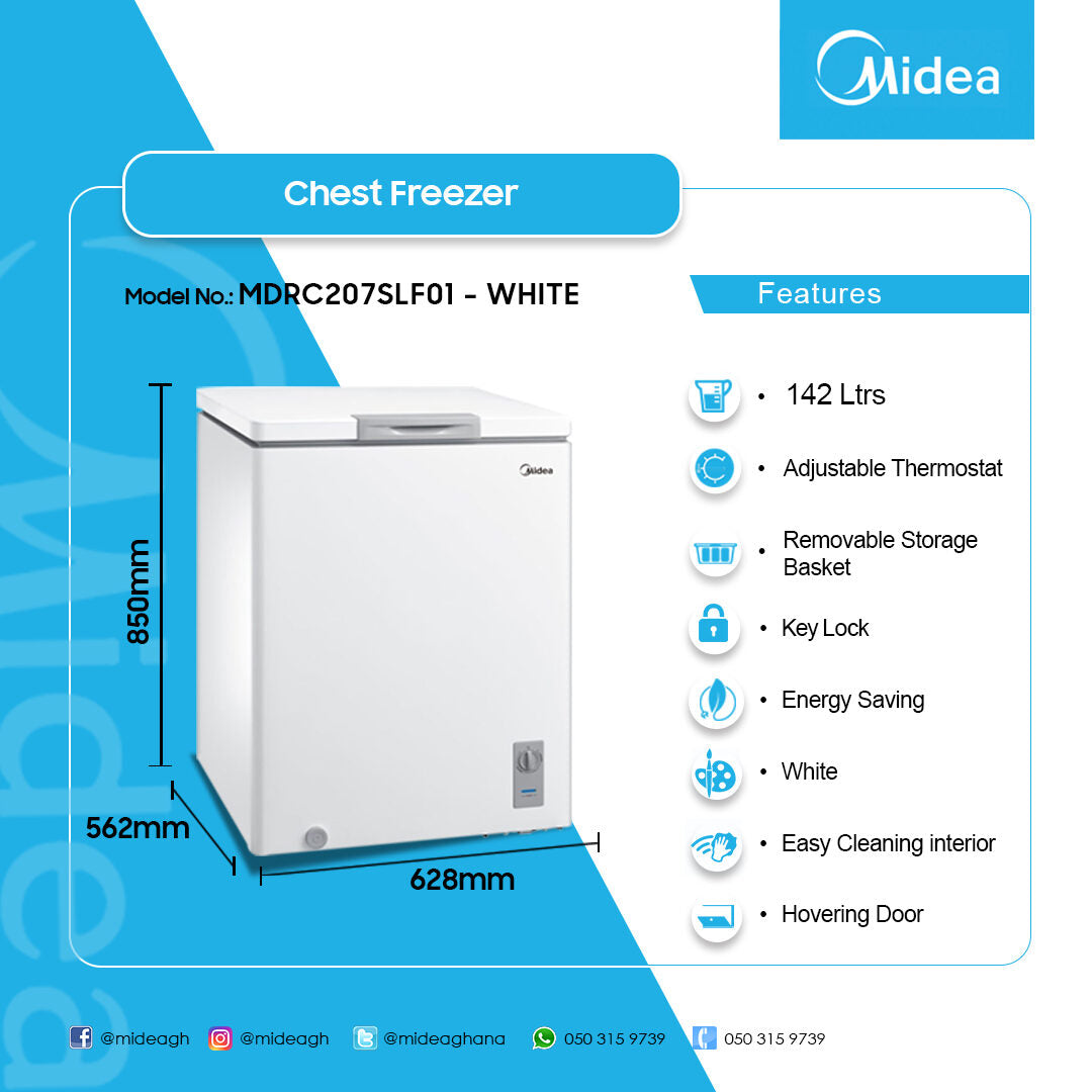Midea 142 L Chest Freezer – Model MDRC207SLF01