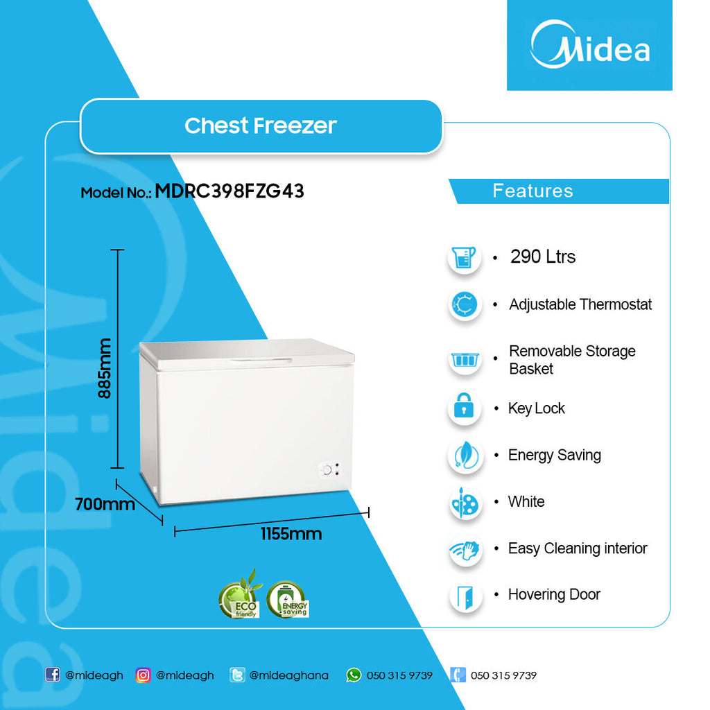 Midea 290 L Chest Freezer – Model MDRC398FZG43