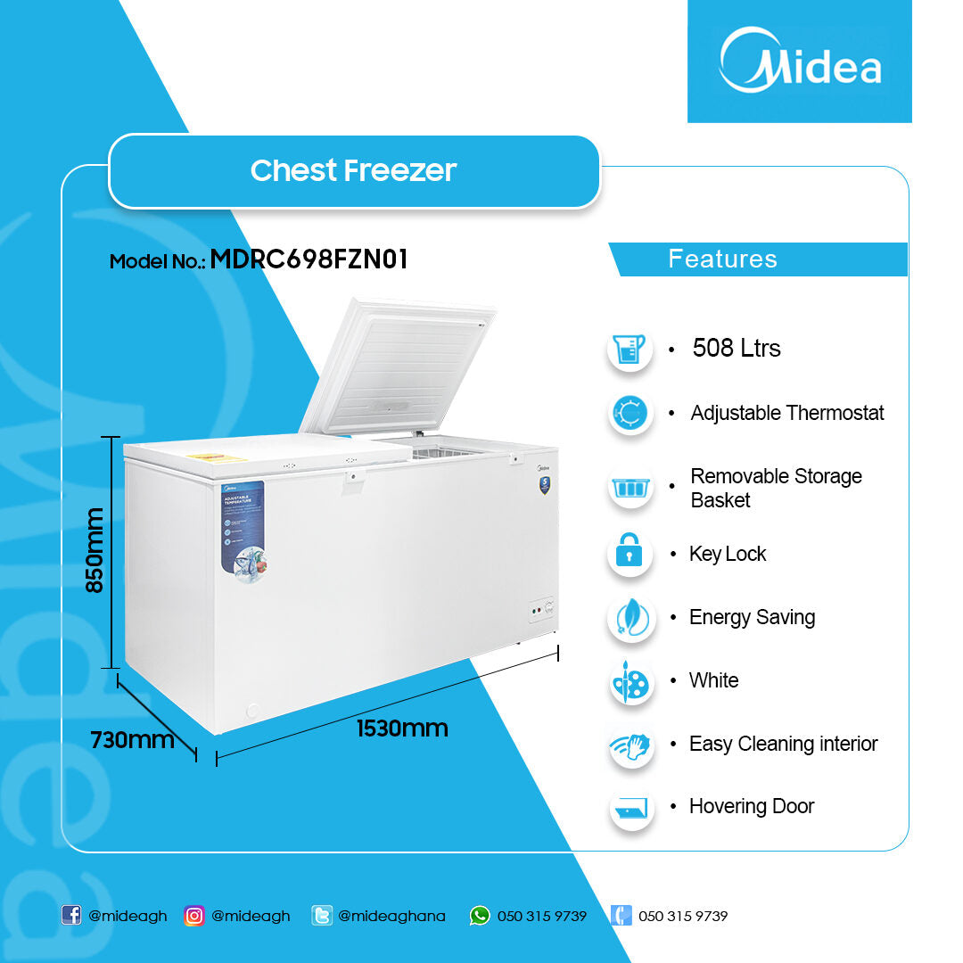Midea 508 L Double Door Chest Freezer – Model MDRC698FZN01 – view 4